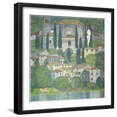 Church in Cassone (Landscape with Cypresses), 1913 (Oil on Canvas) - Black Framed Art Print Wall Art, 16x16 Church in Cassone (Landscape with Cypresses), 1913 (Oil on Canvas) - Black Framed Art Print Wall Art, 16x16