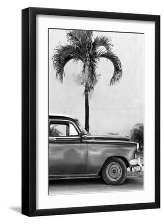 Cuba Fuerte Collection B&W - American Classic Car IV - Black Framed Art Print Wall Art, 12x18 Cuba Fuerte Collection B&W - American Classic Car IV - Black Framed Art Print Wall Art, 12x18