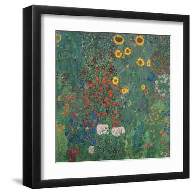 Garden with Sunflowers - Black Framed Art Print Wall Art, 12x12