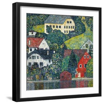 Houses at Unterach on the Attersee, C.1916 - Black Framed Art Print Wall Art, 16x16