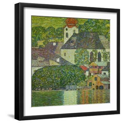 Kirche in Unterach Am Attersee, Church in Unterach on Attersee - Black Framed Art Print Wall Art, 16x16