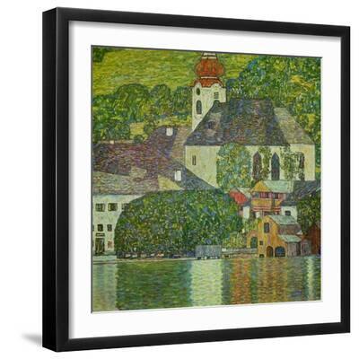 Kirche in Unterach am Attersee - Church in Unterach on Attersee-Lake - Black Framed Art Print Wall Art, 16x16
