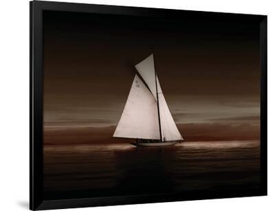 Lady Anne Sailing Sepia - Black Framed Art Print Wall Art, 48x36