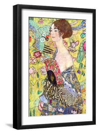 Lady with a Fan, 1917-18 - Black Framed Art Print Wall Art, 12x18