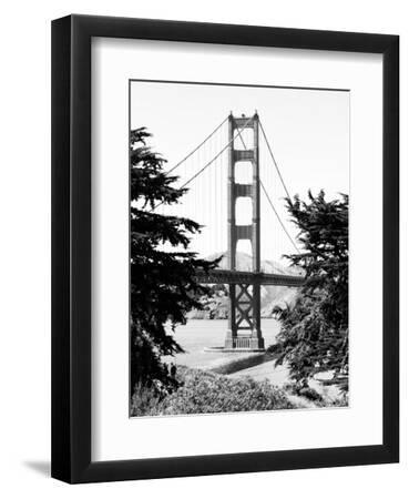 Landscape, Golden Bridge, Black and White Photography, San Francisco, California, United States - Black Framed Art Print Wall Art, 9x12