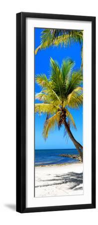 Palms on a White Sand Beach in Key West - Florida - Black Framed Art Print Wall Art, 8x24