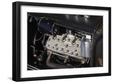 Retro Racing - Engine - Black Framed Art Print Wall Art, 18x12