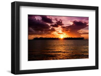 Sunset Key West - Florida - Black Framed Art Print Wall Art, 12x8