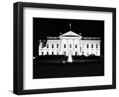 The White House by Night, Official Residence of the President of the US, Washington D.C - Black Framed Art Print Wall Art, 12x9