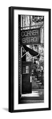 Urban Scene, Corner Bistro, Meatpacking and West Village, Manhattan, New York - Black Framed Art Print Wall Art, 8x24