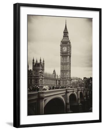 View of Big Ben from across the Westminster Bridge - London - UK - England - United Kingdom - Black Framed Art Print Wall Art, 18x24